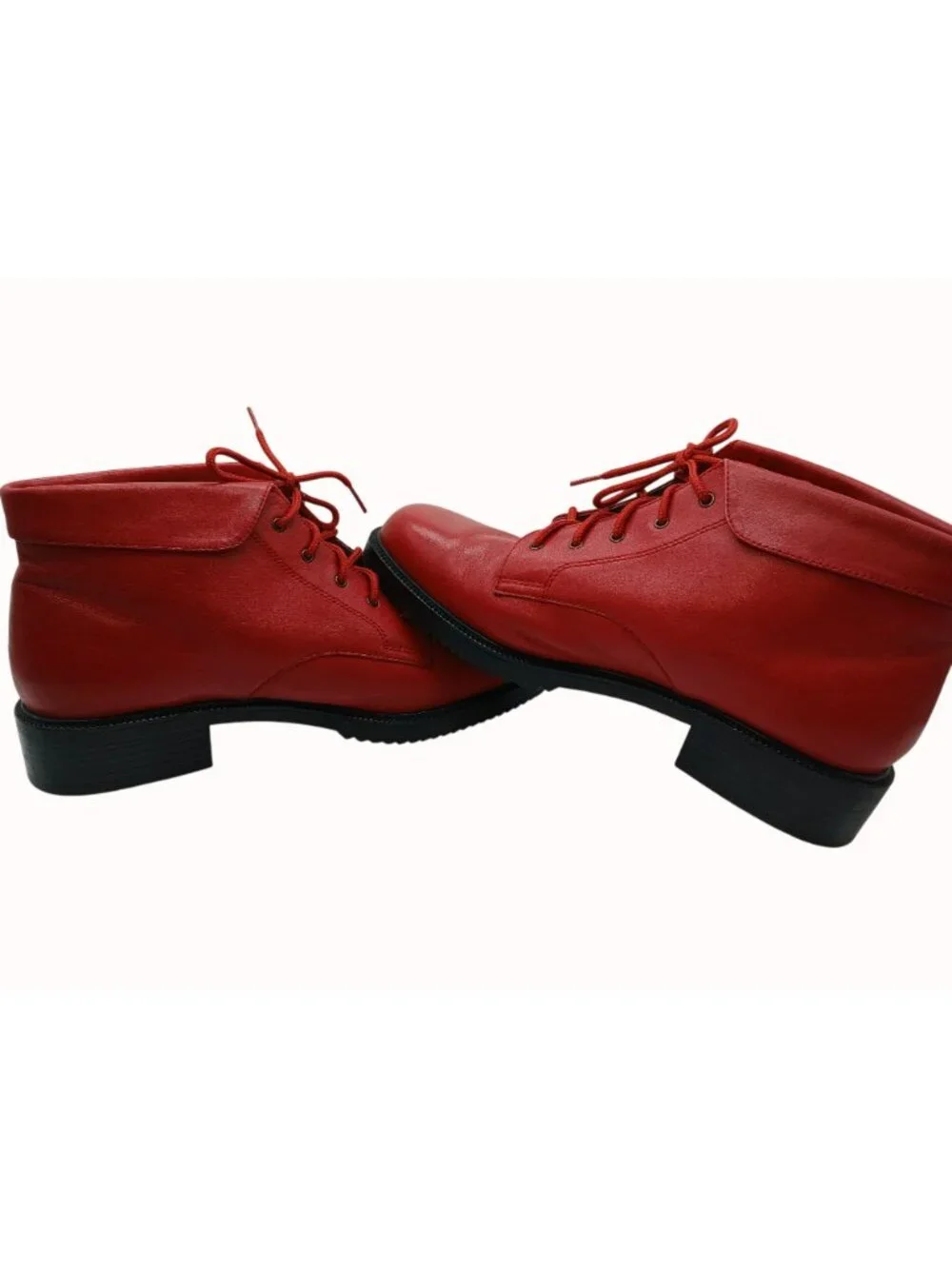 Vintage Danexx Prince Womens Red Leather Ankle Boots Size 11 Black Sole Lace Up